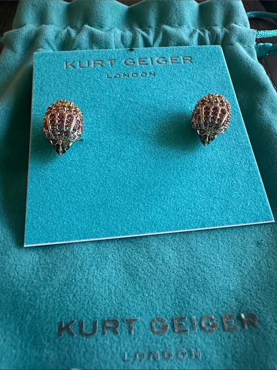Kurt Geiger Jewelry - Kurt Geiger Gold Eagle Rainbow Crystal Stud Earrings with teal velvet pouch